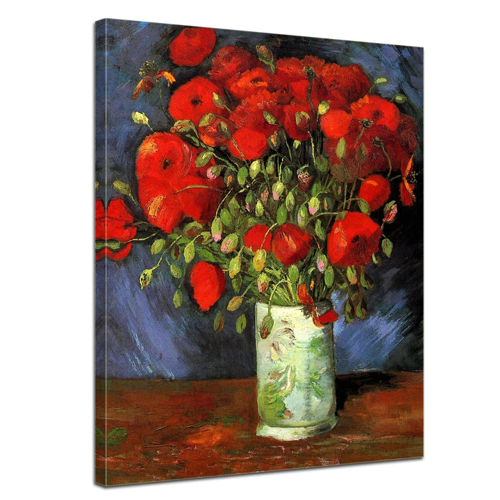 Bilderdepot24 Bild auf Leinwand | Vincent van Gogh Vase mit roten Mohnblumen in 50x60 cm als Wandbil