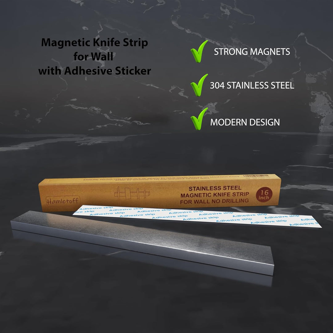 Premium Magnetischer Messerhalter für Wand ohne Bohren - 40.6 cm Edelstahl Magnetischer Messerhalter