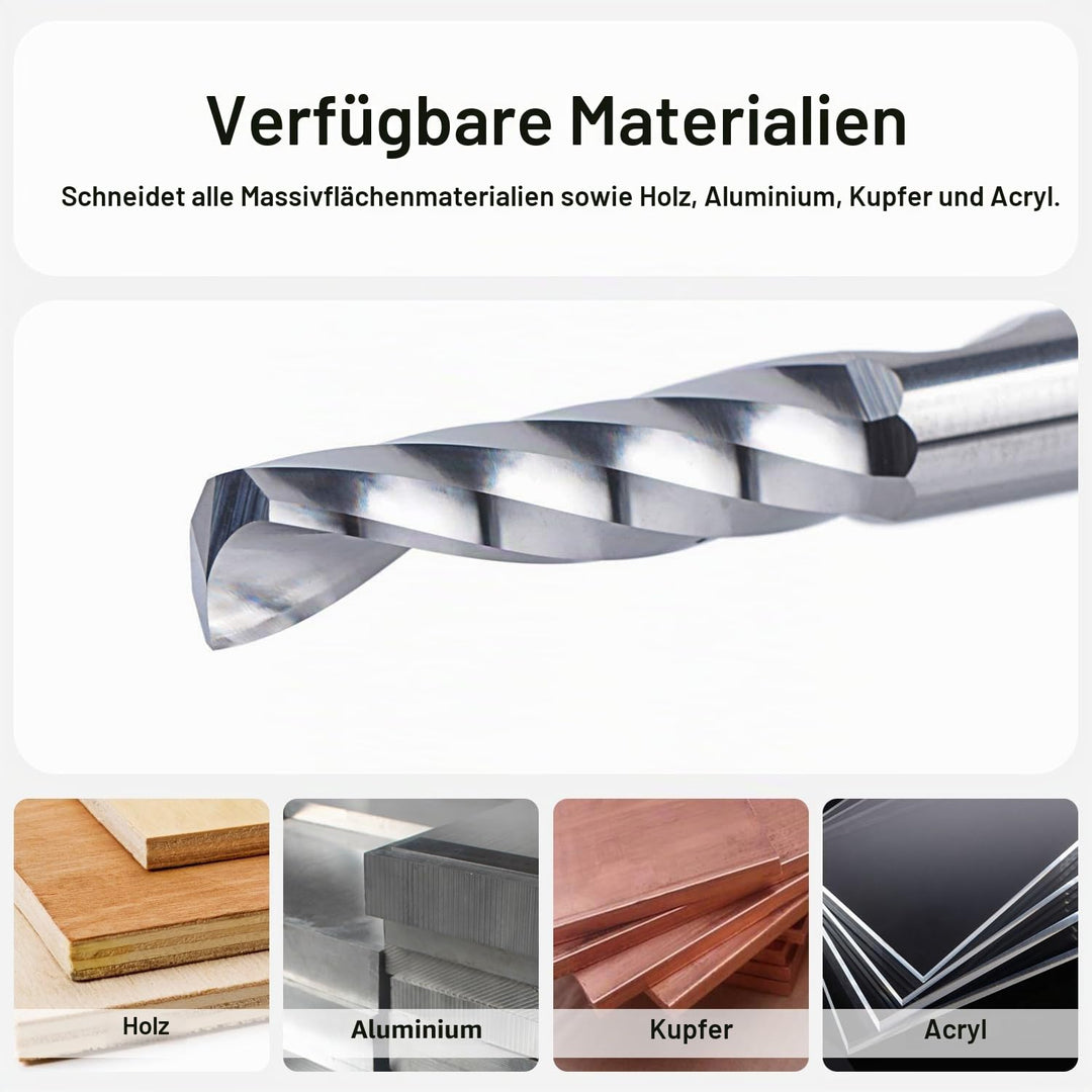 SpeTool Alu Fräser 8mm Schaft Einschneider VHM Fräser 32mm Schnittlänge Hartmetall Schaftfräser CNC