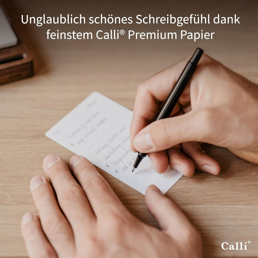 Calli® 150 Premium To Do Liste Karten aus feinstem 250g Papier (129 x 76mm) - Kugelschreiber Optimie