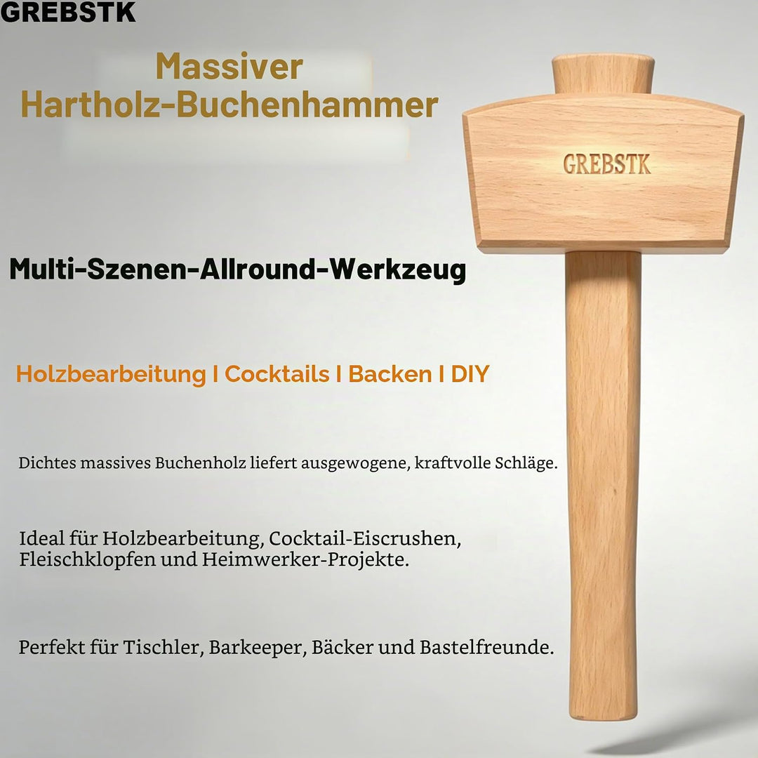 GREBSTK Holz Mallet Manuelle Eis Hammer Mallet Buche Solid Tischler Holzbearbeitung Mallet, 30cm