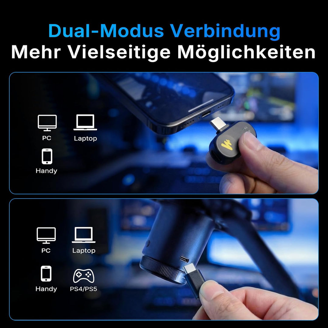 MAONO DGM20WS Wireless Mikrofon für PC, USB Mikrofon mit Mikrofonarm für Gaming & Streaming, Touch-G