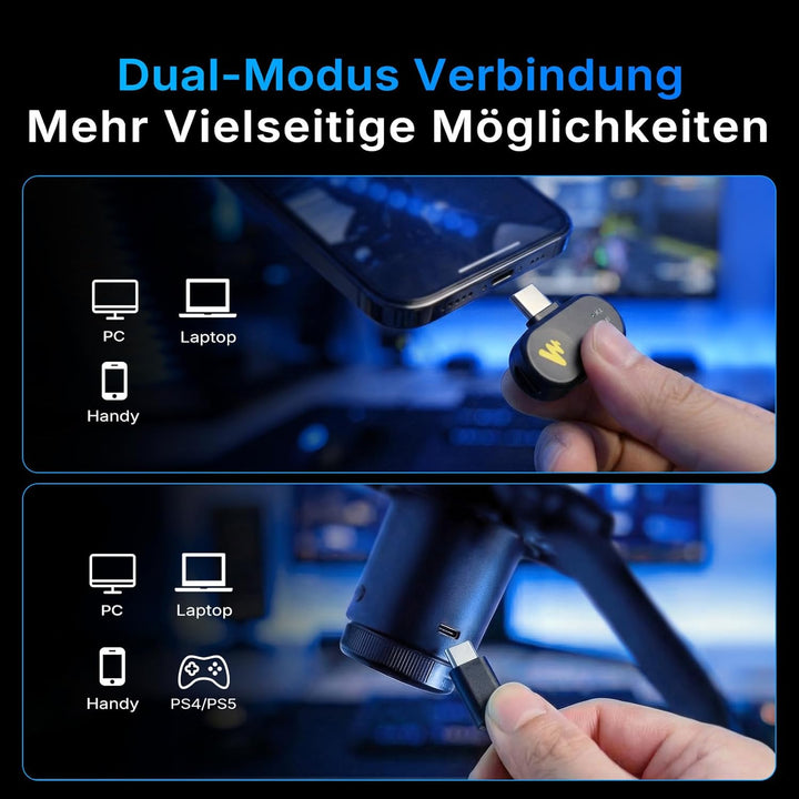MAONO DGM20WS Wireless Mikrofon für PC, USB Mikrofon mit Mikrofonarm für Gaming & Streaming, Touch-G