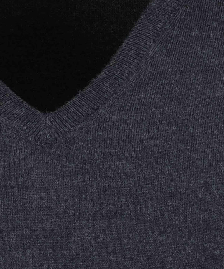 RAGMAN Herren Merino-Pullover V-Ausschnitt, Asphalt-018