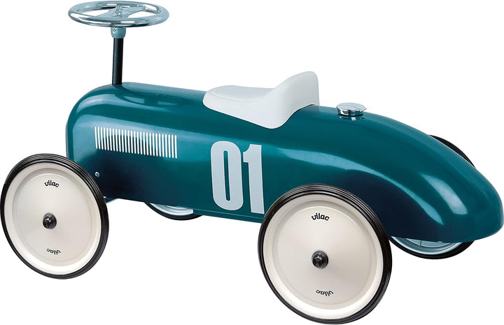 Vilac - Autoträger Vintage – Blau – Spielzeug für Kinder oder Heimdekoration – Lenkrad – aus Metall