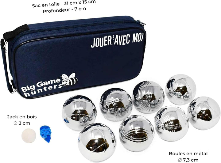 Big Game Hunters 8 Boules Set mit Rostschutz und Luxuriöser Tragetasche aus Segeltuch - Robustes 8 B
