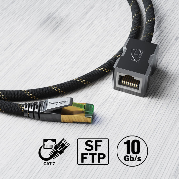 KabelDirekt – LAN Kabel Verlängerung & Ethernet Verlängerung mit bruchfester Nylon-Ummantelung – 10m