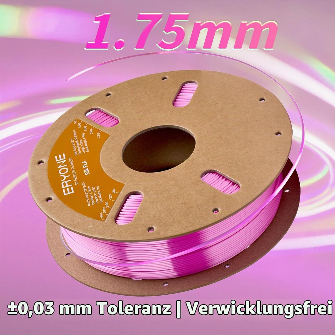 ERYONE Silk PLA Filament 1.75 mm, 3D Drucker Filament PLA Silk,+/- 0.03 mm, 1 kg/Spule, Seiden PLA A