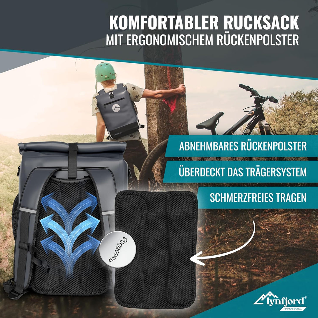 Lynfjord Travel Trek 25 Fahrradtasche 3in1 - optimierte Gepäckträgertasche, Rucksack, Cross Bag - wa