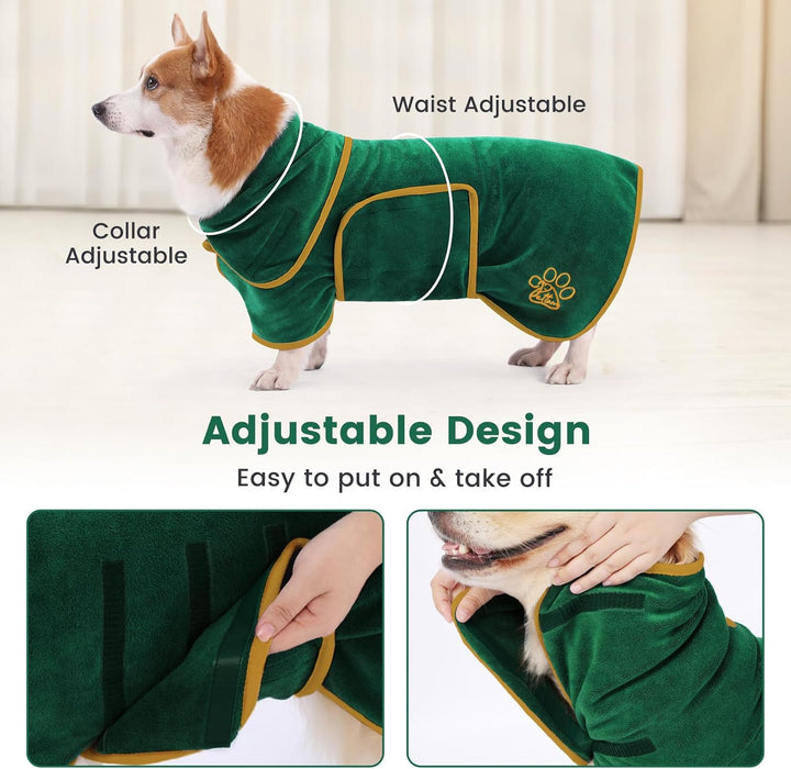 PETTOM Hundebademantel, Bademantel Hund mit Hohem Kragen, Hundebademantel für Grosse Hunde, Hunde Ba