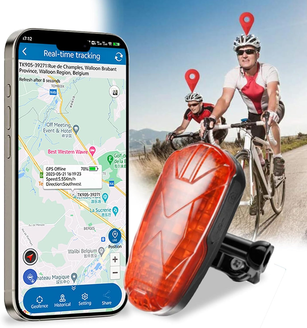 4G Fahrrad GPS Tracker Bike Locator 1800mAh Wasserdicht SOS Überdrehzahl Alarm Mini gprs Locator Ech