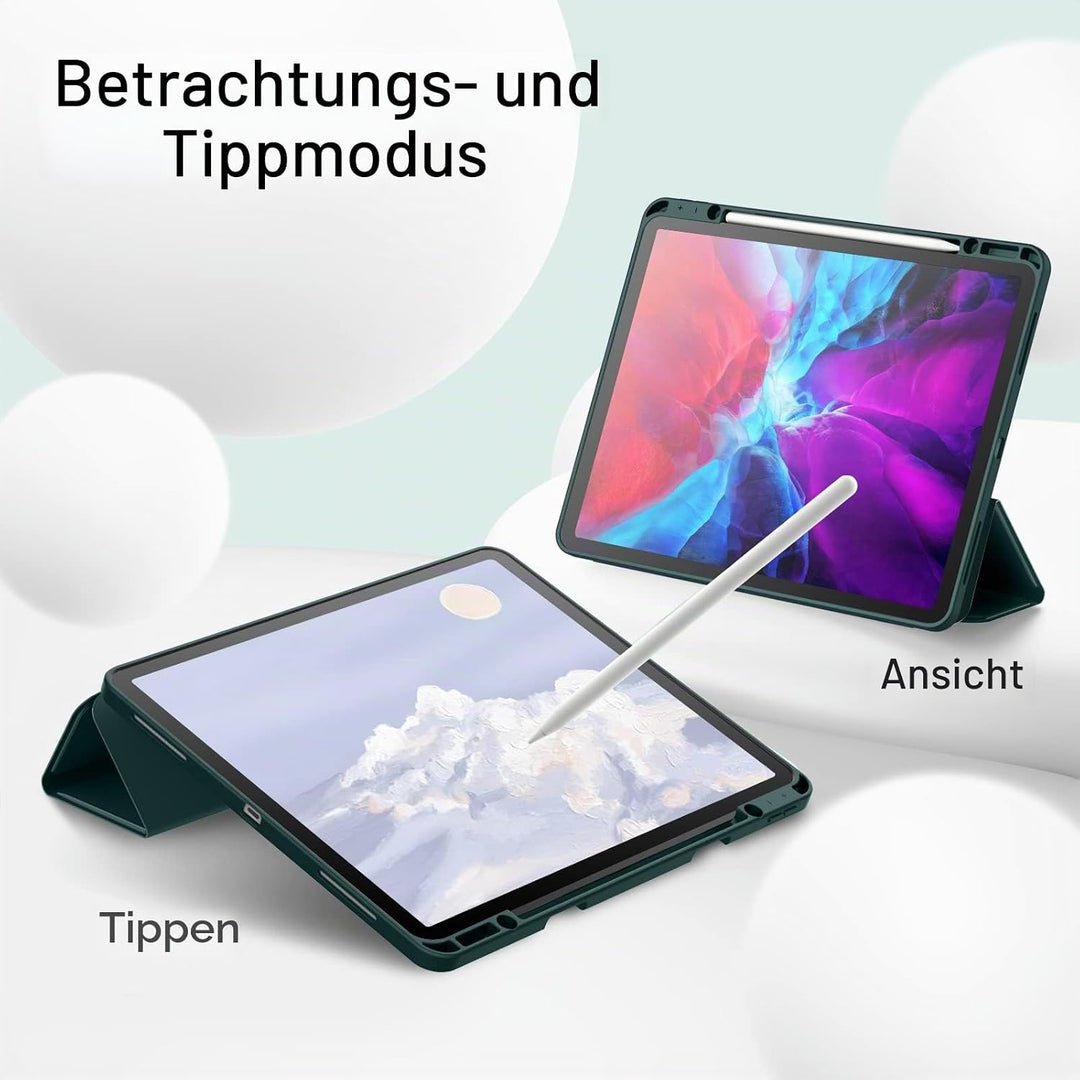 JETech Hülle für iPad Pro 12,9 Zoll (Modell 2020/2018, 4./3. Generation) mit Stifthalter, Pencil Auf