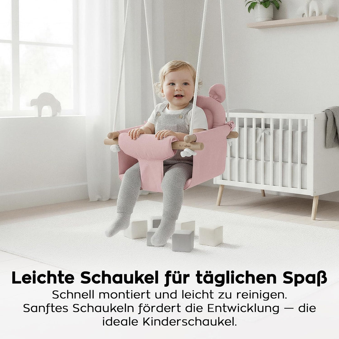Tulano Hop 30 Rosa | Baby Schaukel Hängesitz für Kinder 6-36 Monate | Indoor & Outdoor | Sicherheits