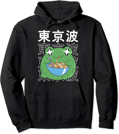 Frosch Eating Ramen Kawaii Anime Japan Cottagecore Ästhetik Pullover Hoodie