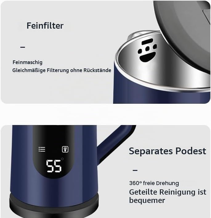 Wasserkocher 3 L, Edelstahl Elektrische Digitale Anzeige Grosse Teekocher 1500 W, Digitalanzeige Ket