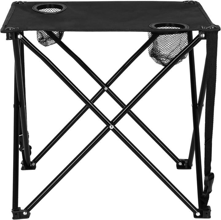 SPRINGOS Camping-Set Campingtisch mit 2 Hockern Freizeitmöbel Camping-Set, Schwarz