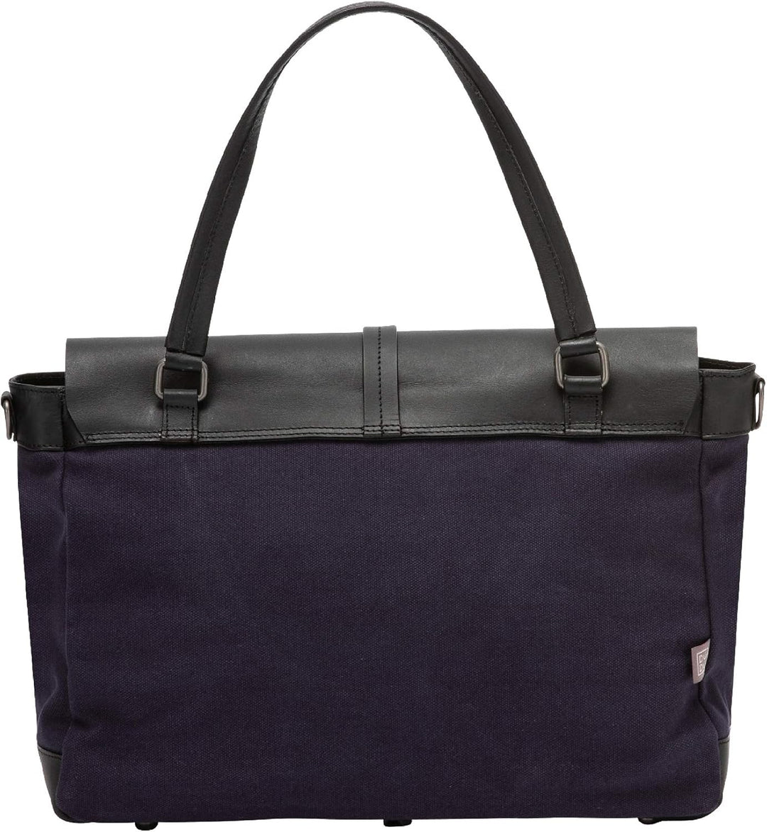DUDU Grosse Damen Schulter-Tasche aus Leder und Canvas Stoff Bicolor Postman mit abnehmbarem Schulte