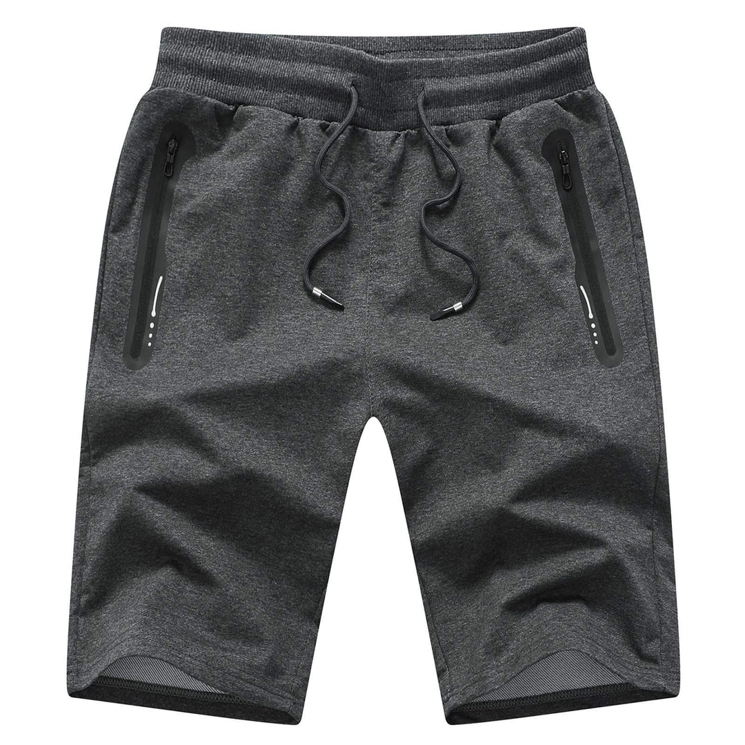 JustSun Sport Shorts Kurze Hosen Herren Baumwolle Mit ReissverschlussTaschen S Grau, S Grau