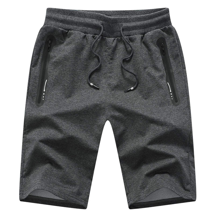 JustSun Sport Shorts Kurze Hosen Herren Baumwolle Mit ReissverschlussTaschen S Grau, S Grau