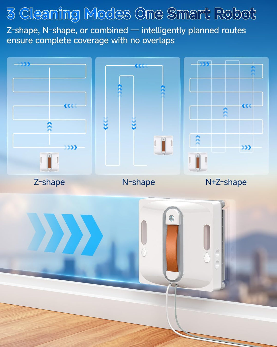 Lubluelu Auto Window Cleaning Robot, Upgraded 4 Water Spray & 8-Layer Safety Protection System,Sucti