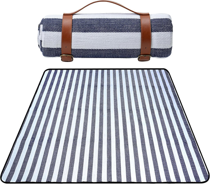 TRIXES XL gestreifte Picknickdecke mit Tragegriff – wasserdichte und sandfeste Decken – perfekt für
