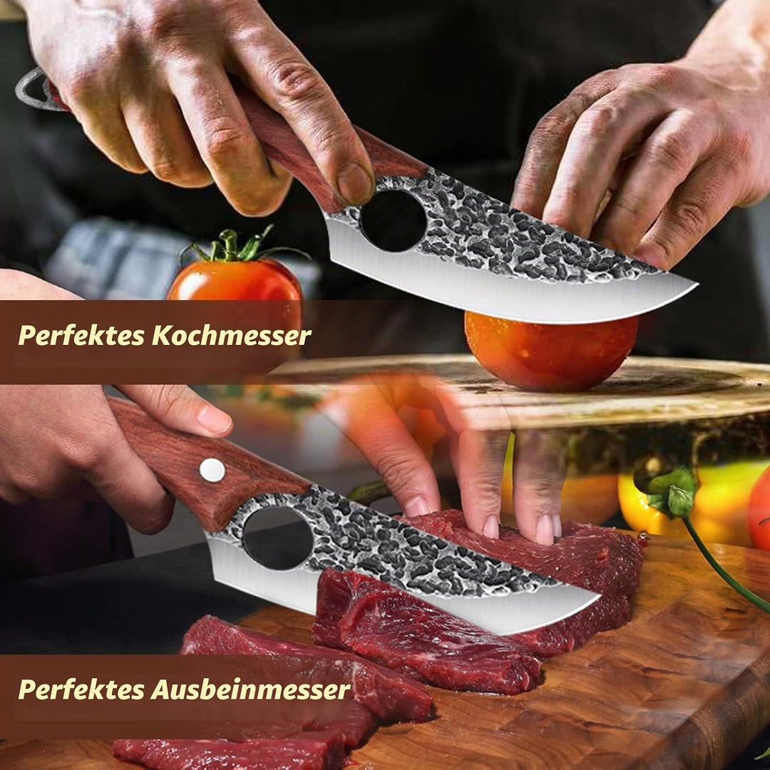 Original Japanisches Kochmesser mit Lederhülle Küchenmesser Scharf Wikinger Messer Hackmesser Outdoo