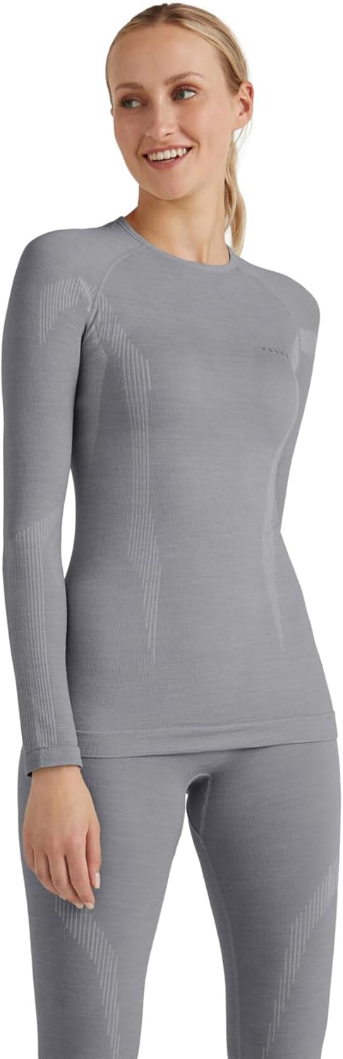 FALKE Wool-Tech Round Neck Funktionsshirt Langarmshirt für warme und kalte Temperaturen atmungsaktiv