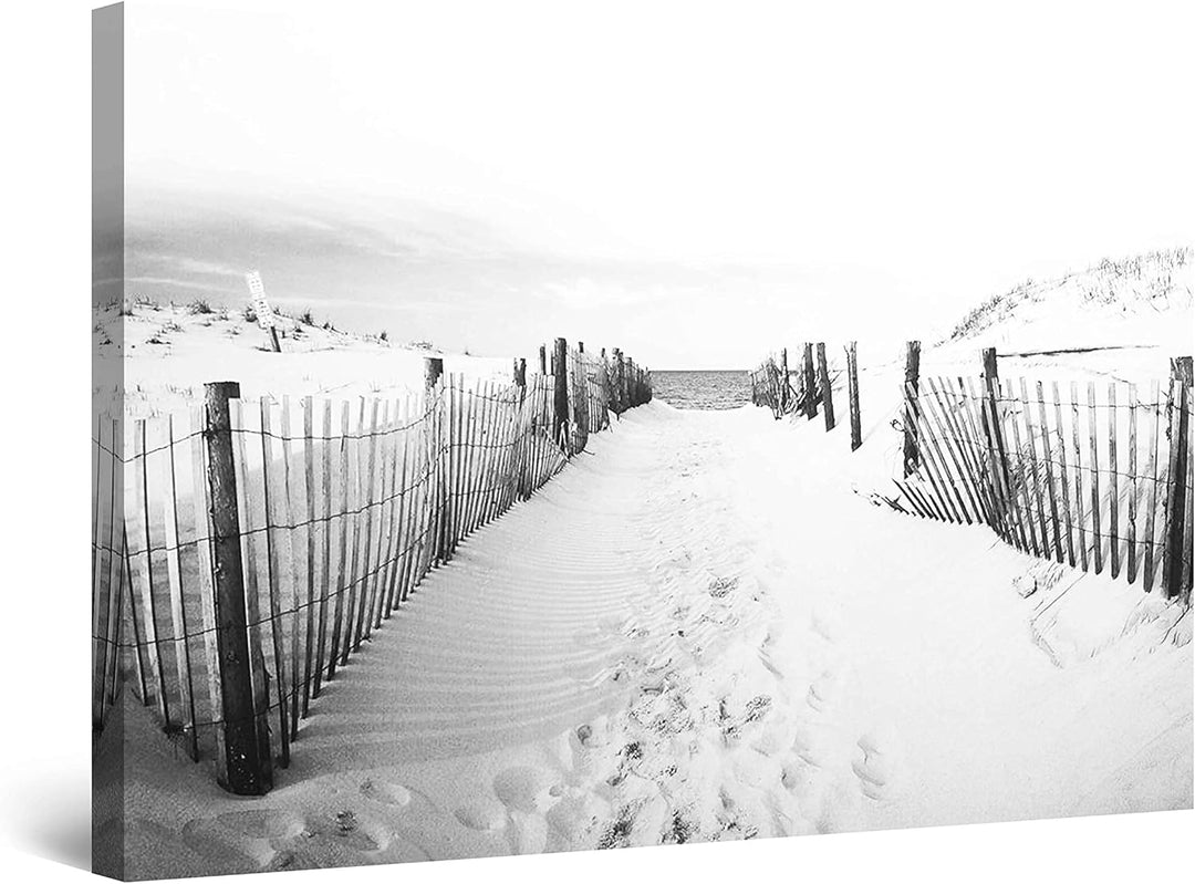 Startonight Leinwandbilder Schwarz und Weiss Zum Strand, Doppelansicht Überraschung Modernes Dekor K