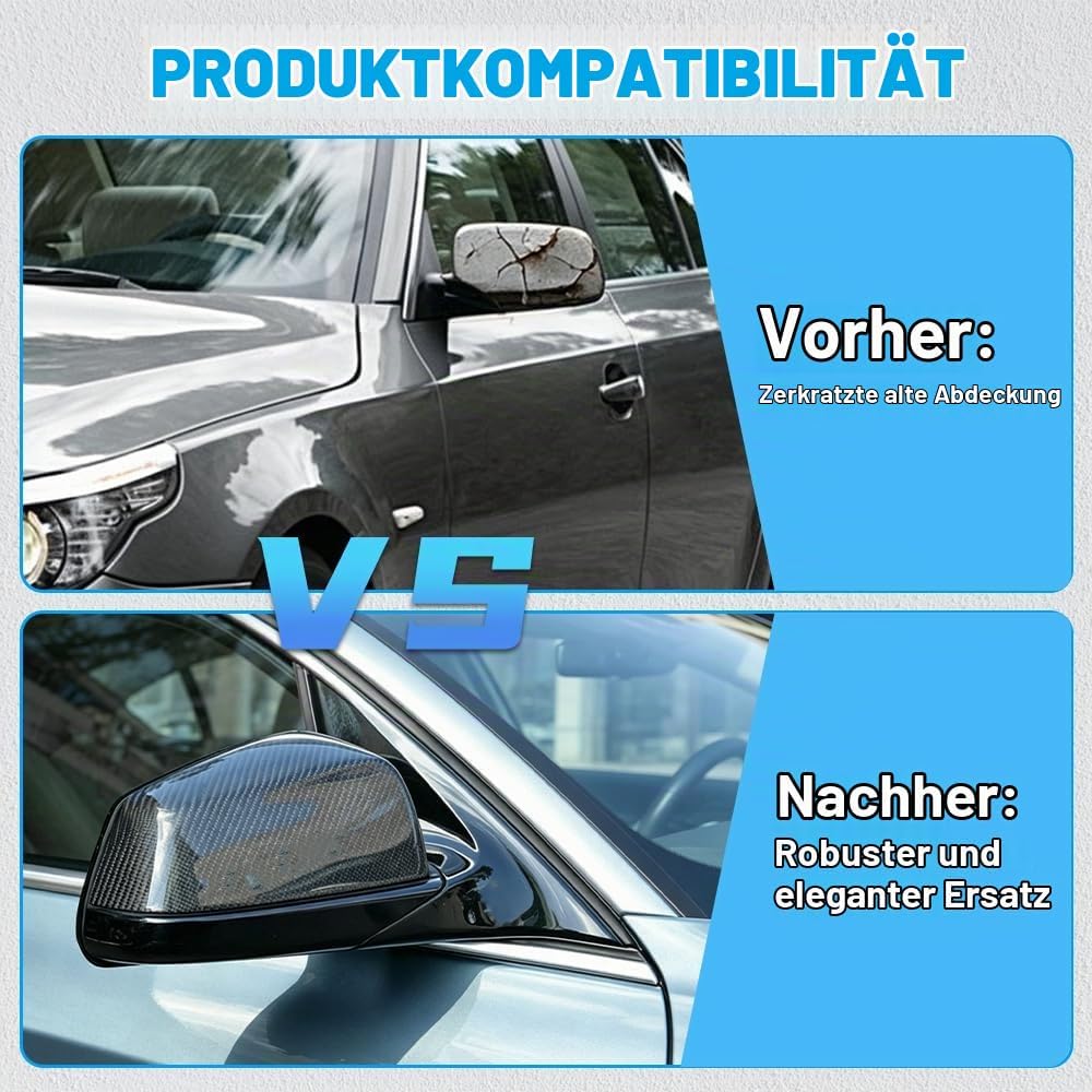 Baceyong 1 Paar Auto Spiegel Abdeckkappen für BMVV 5er E60 E61 F10 F11 6er F12 F13 7er F01, Spiegelk
