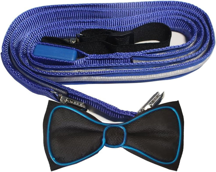 Brejkdo 2 Stück/Set, leuchtende Herren-LED-Hosenträger und Fliege, perfekt für Musik, Festival, Hall