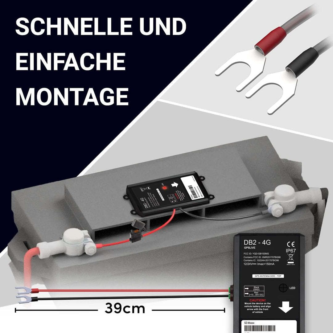 GPSLive DB2-4G GPS Tracker Auto, Motorrad, Wohnmobil, KFZ | Made in EU | Einfache Installation | Liv