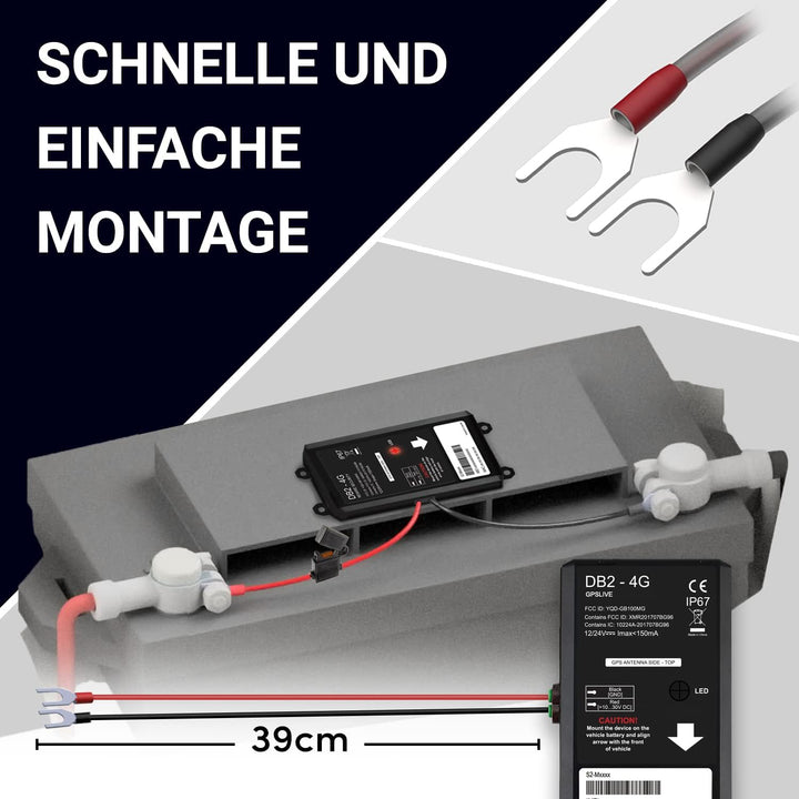 GPSLive DB2-4G GPS Tracker Auto, Motorrad, Wohnmobil, KFZ | Made in EU | Einfache Installation | Liv