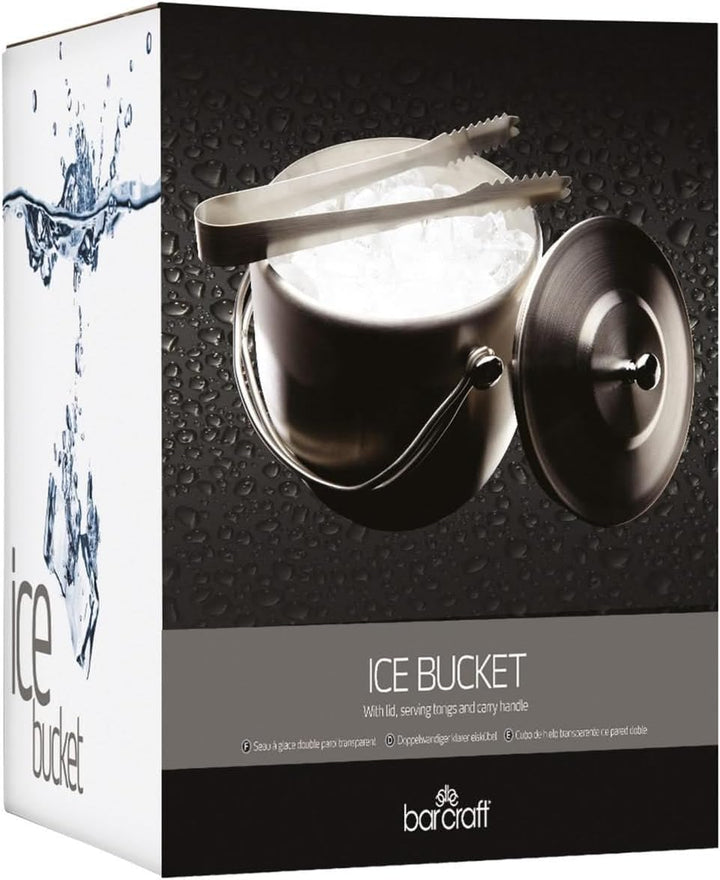 Bar Craft Eiskübel mit Deckel und Eiszange, polierter Edelstahl, Henkel, in Geschenkbox, 1.9 Liter V