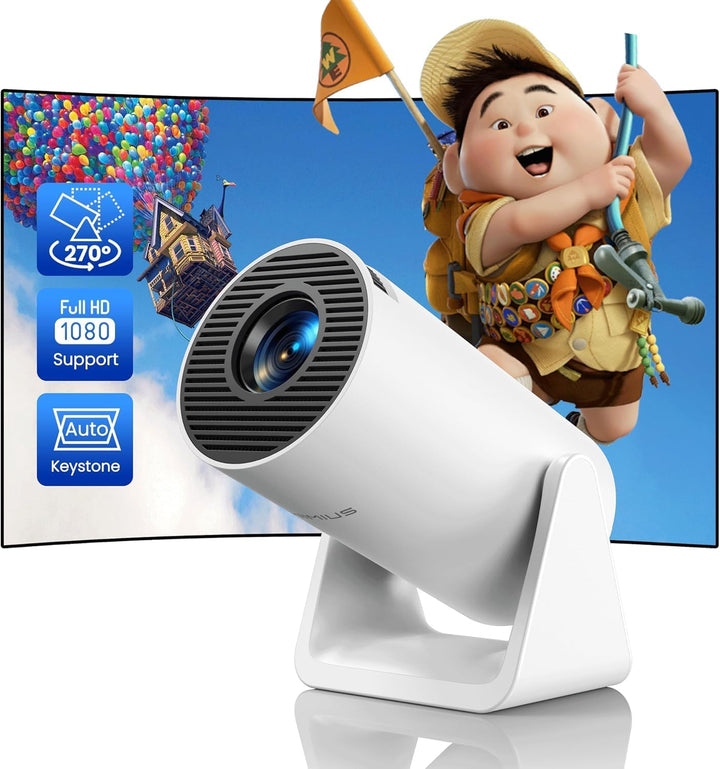 【Automatische Trapezkorrektur】Mini Beamer 1080P Full HD 12000L WiFi Bluetooth 270° drehbar, WiMiUS K