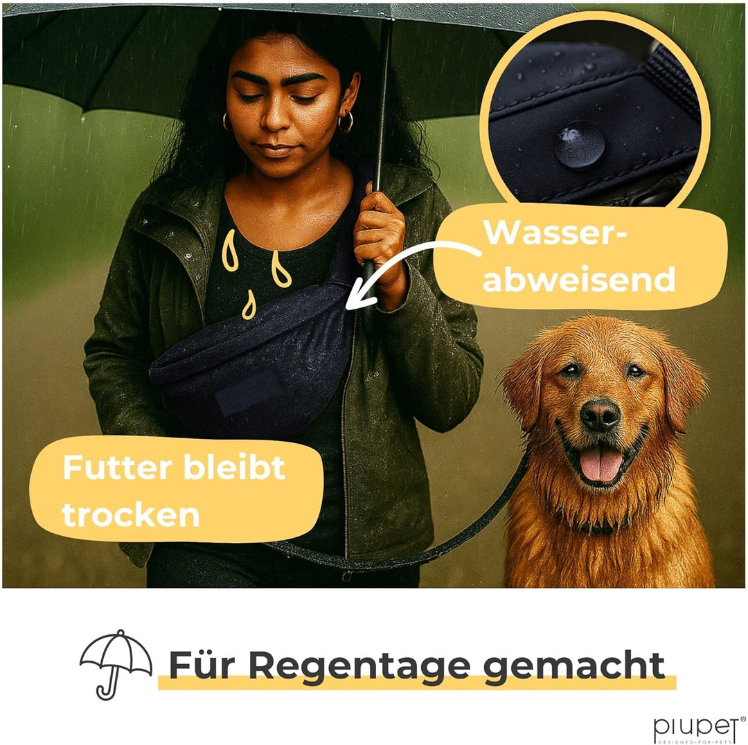 PiuPet® Leckerlitasche für Hunde I Stylische & wasserdichte Gassitasche Hunde mit 3 Reissverschlussf