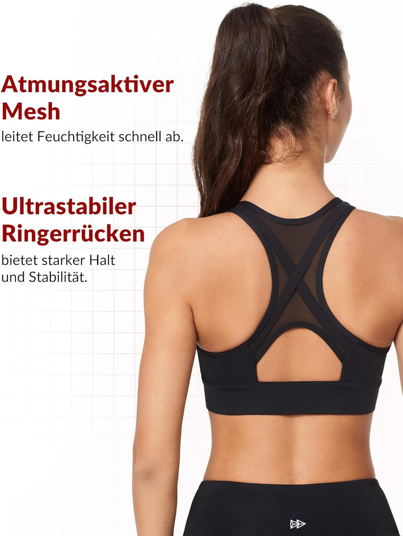 Yvette Starker Halt Sport BH Grosse Brüste mit Vorderverschluss Mesh Ringerrücken Ohne Bügel für Fit