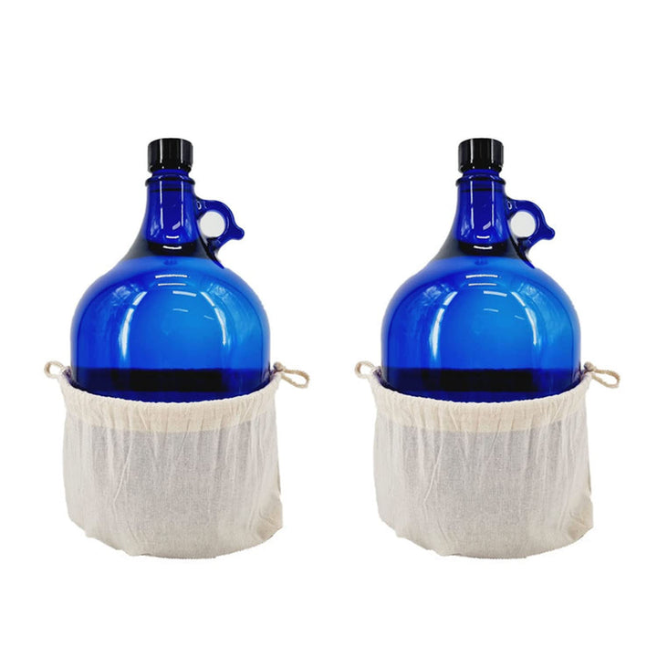 Albert's Premium Selection 5 Liter Henkelflasche/Glasballon, blau, inkl. Deckel und Baumwollbeutel (