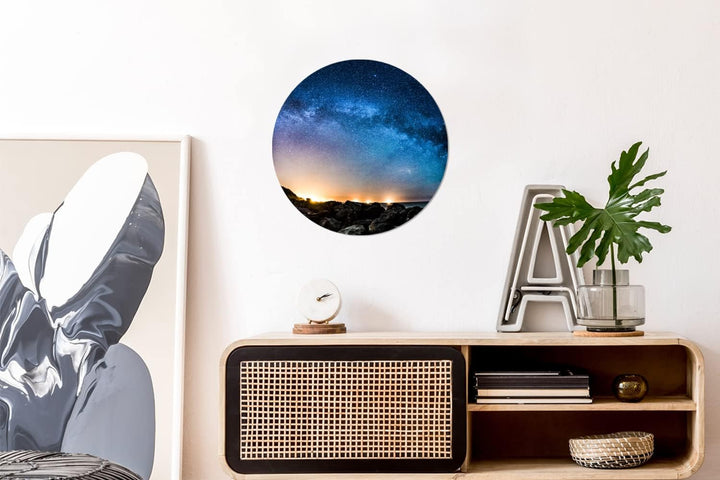 Wandbild Rund Wanddeko Deko Wohnzimmer Bilder 30x30 cm Galaxie - Universum - Sonne - Jungen - Mädche