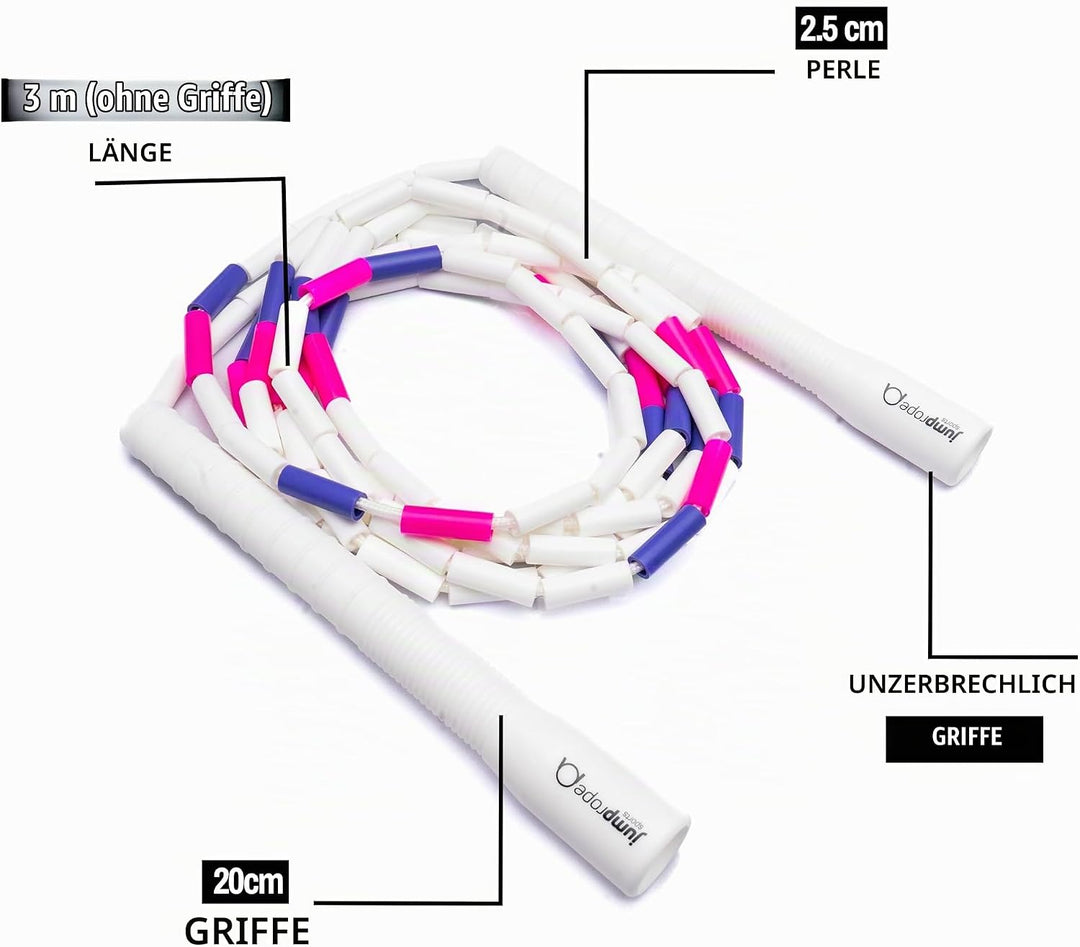 Professionelles Rope Skipping Wettkampf Springseil Freestyle Bead - Länge verstellbar (3m Seillänge)
