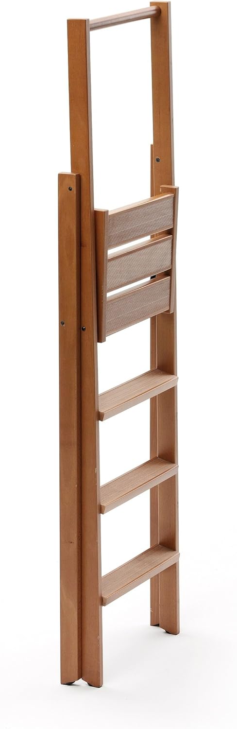 ARREDAMENTI ITALIA 4-Stufen Leiter Kimora, Holz - zusammenklappbar - 4 Stufen -Farbe: Kirsche Holz A