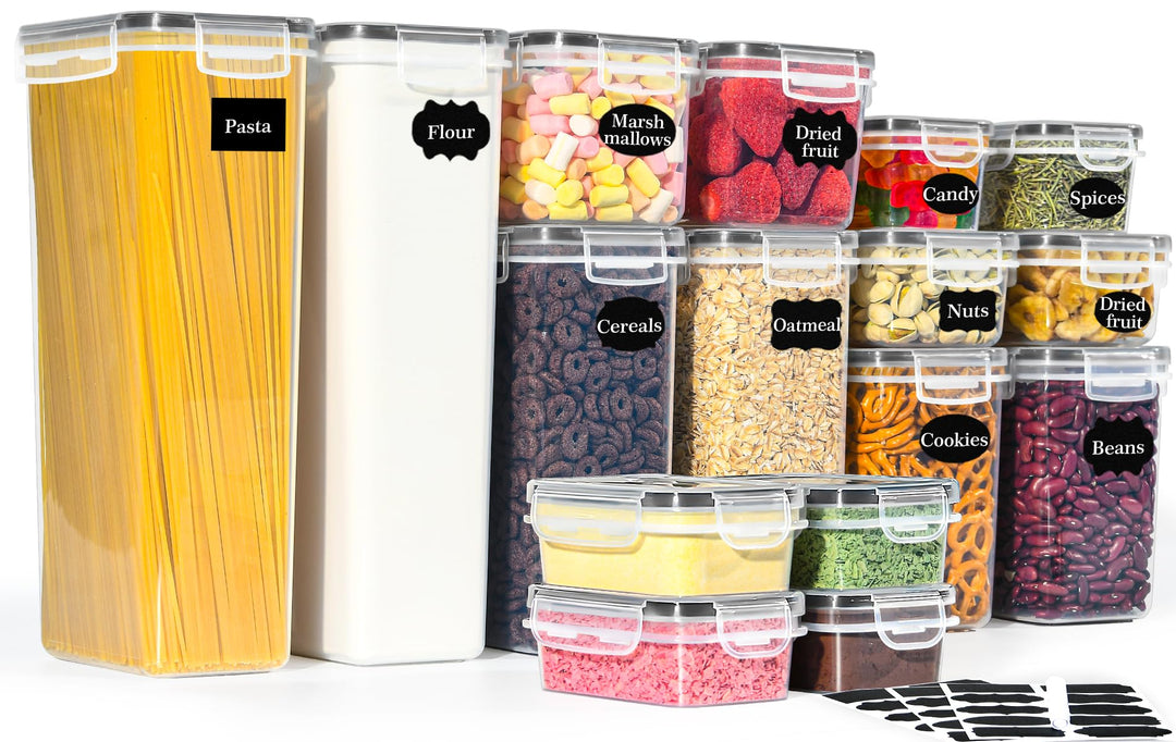 GoMaihe Vorratsdosen 16 Set, Aufbewahrungsbox Küche Luftdicht Behälter aus Plastik Mit Deckel, Vorra