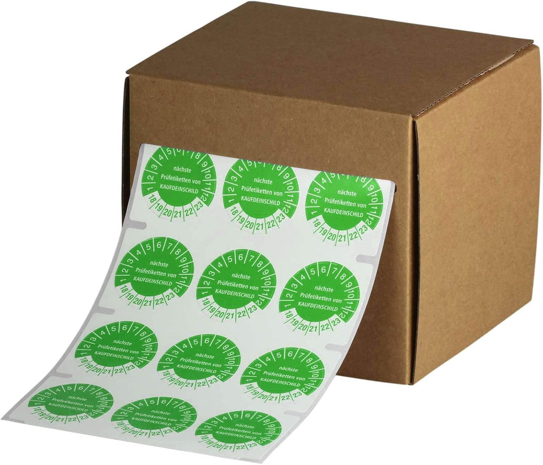 2500 Prüfplaketten Prüfetiketten geprüft nach DGUV Vorschrift 3 rund 18 mm 2022-2027 2500 18mm Durch