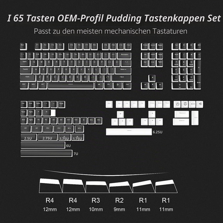 XVX Pudding Keycaps,141+24 Custom Keys Set, OEM Profile, Universal Compatiability for 100%, 75%, 65%