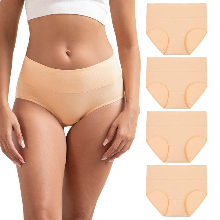 INNERSY Unterhosen Damen Hohe Taille Slip Baumwolle Unterwäsche Pantys Weiche Schlüpfer Frauen 4er P