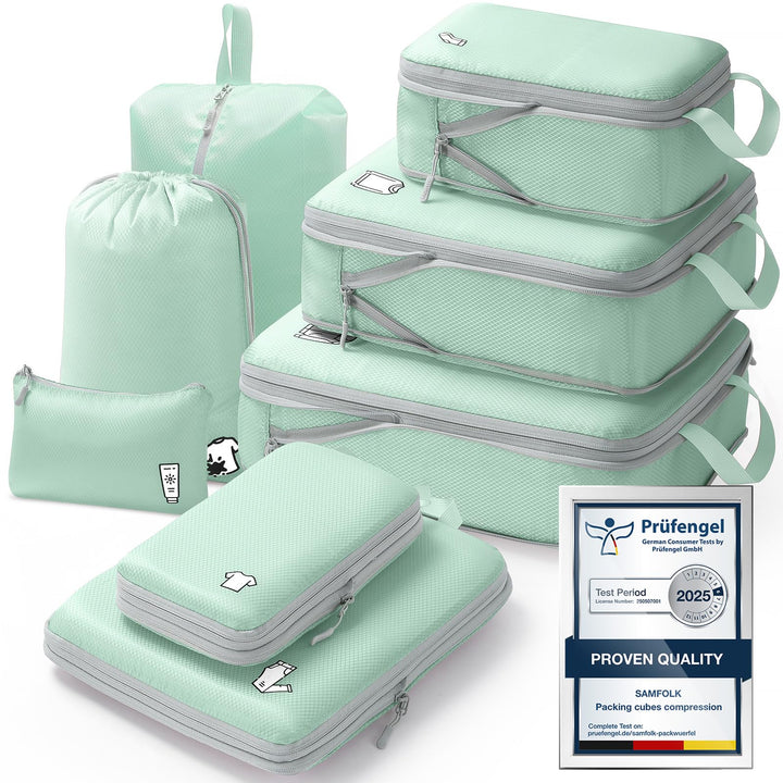 Koffer Organizer Packing Cubes Compression 8 Stück, Wasserdicht PackwüRfel Koffer Organizer Set,Trav