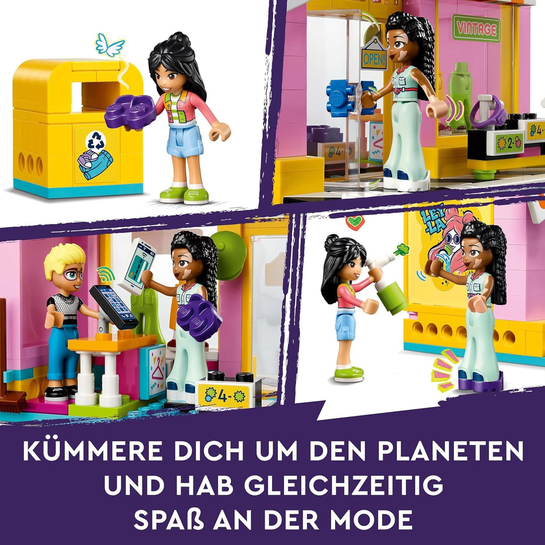 LEGO Friends Vintage-Modegeschäft, Bausatz für Kinder mit Spielzeug-Laden, Figuren und Katze, Modell