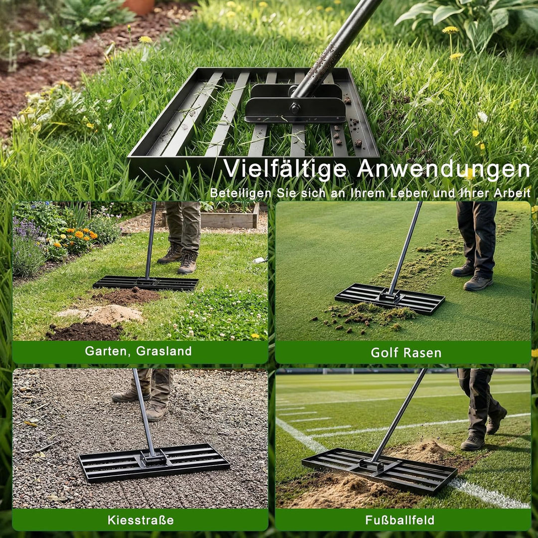 XXL Rasenrechen / Nivellierrechen – 3× Schneller den Rasen Ebnen, 76 × 25 cm, Stabil & Perfekt Ausba