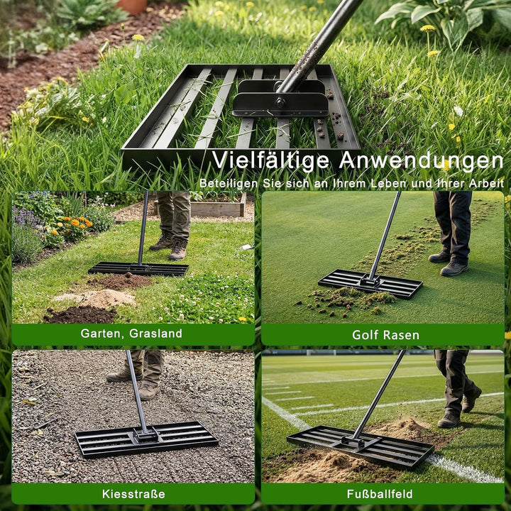 XXL Rasenrechen / Nivellierrechen – 3× Schneller den Rasen Ebnen, 76 × 25 cm, Stabil & Perfekt Ausba