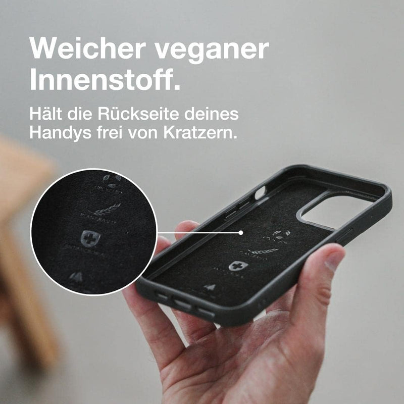 Woodcessories - Antibakterielle Bio Hülle kompatibel mit iPhone 12 Pro Max Hülle schwarz - Plastikfr