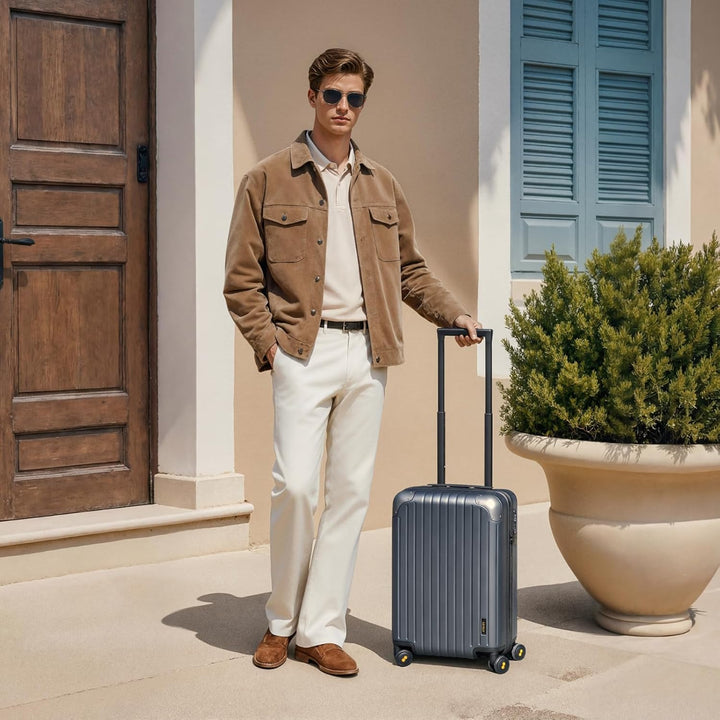 LEVEL8 Koffer Trolley Leicht Handgepäck Erweiterbar, 55cm, 36-42L | Hartschalenkoffer aus 100% Polyc